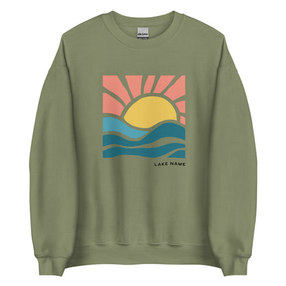 Pink Sky Lake Logo Custom Crewneck Sweatshirt