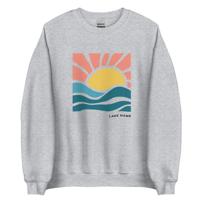 Pink Sky Lake Logo Custom Crewneck Sweatshirt